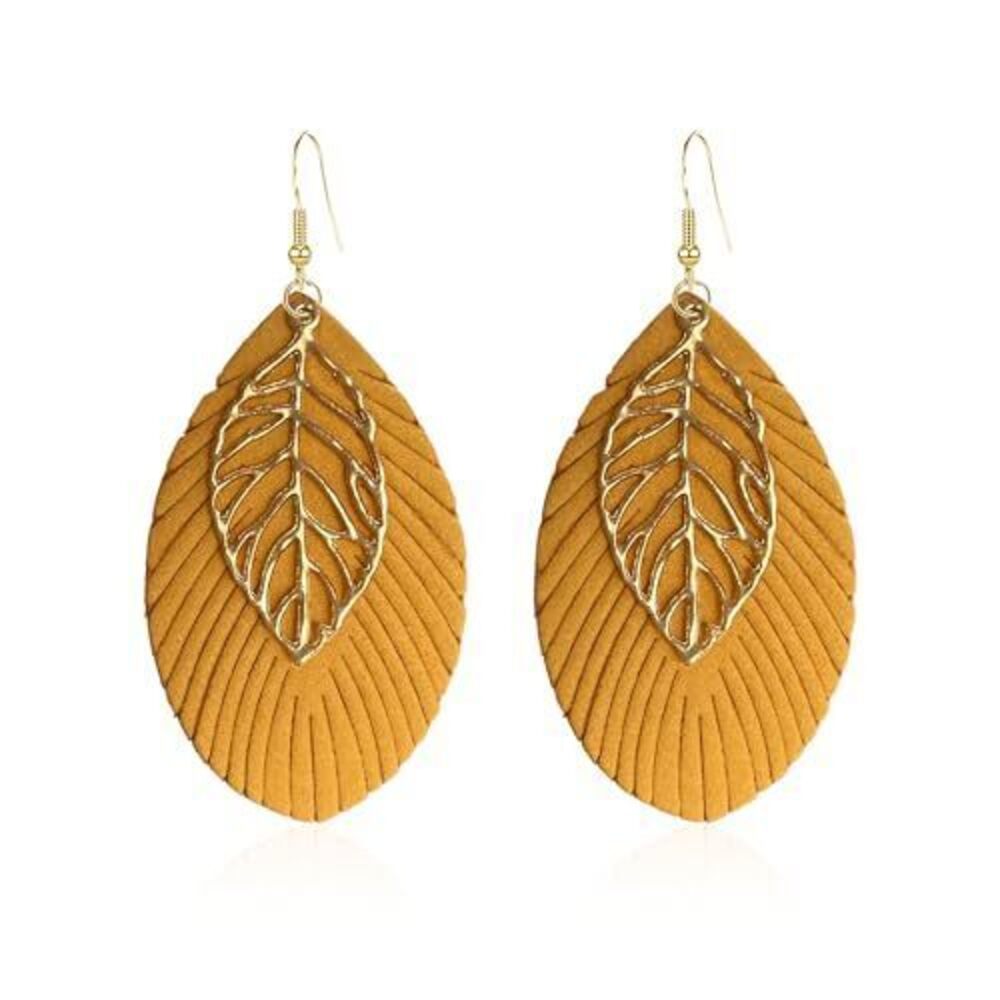 1492 Large Genuine Soft Leather Handmade Fringe Feather Tassel Lightweight